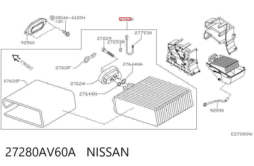 Vaporizador de aparelho de ar condicionado Nissan Primera  P12