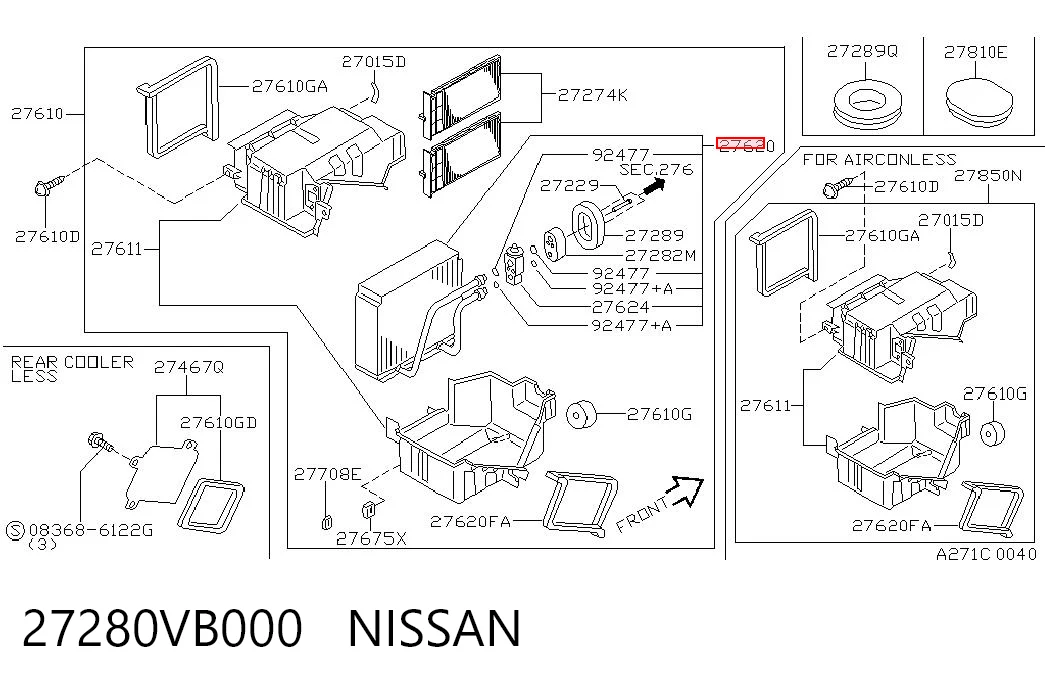 Vaporizador de aparelho de ar condicionado Nissan Patrol  Y61 ao melhor preço