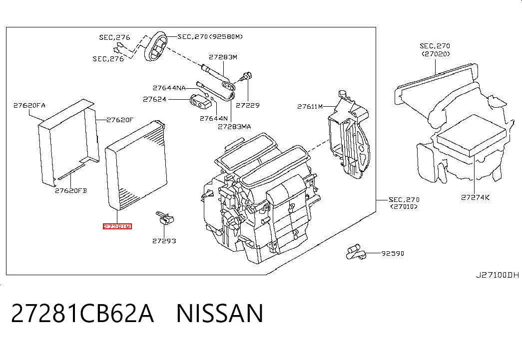Vaporizador de aparelho de ar condicionado para Nissan Murano  Z50