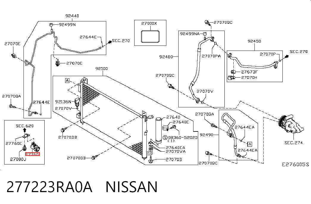 277223RA0A Nissan/Infiniti Sensor de temperatura do meio ambiente