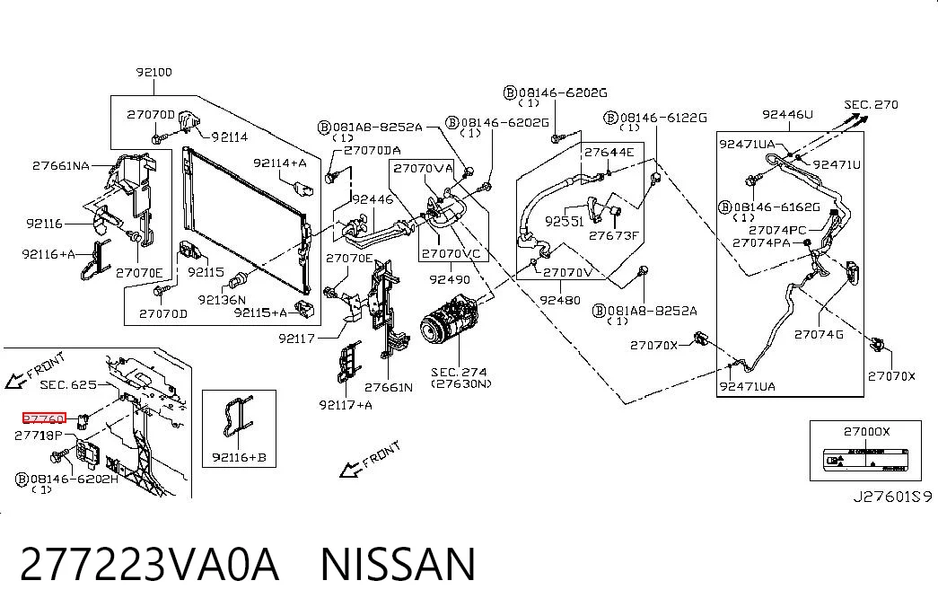 277223VA0A Nissan/Infiniti Sensor de temperatura do meio ambiente