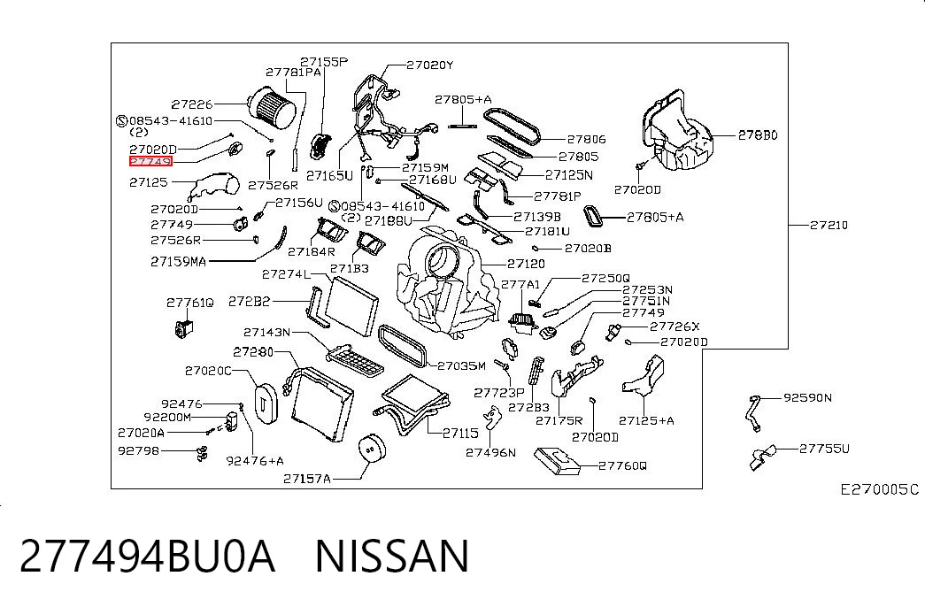 277494BU0A Nissan/Infiniti Acionamento de comporta de forno