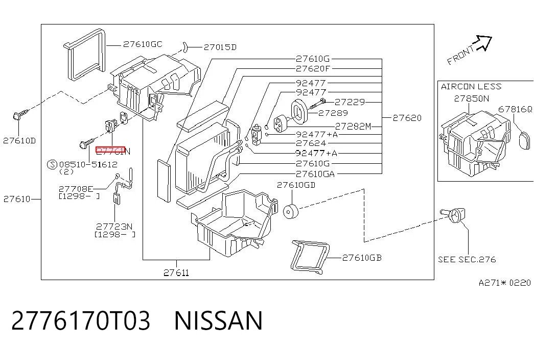 2776170T03 Nissan/Infiniti Resistor (resistência) de ventilador de forno (de aquecedor de salão)