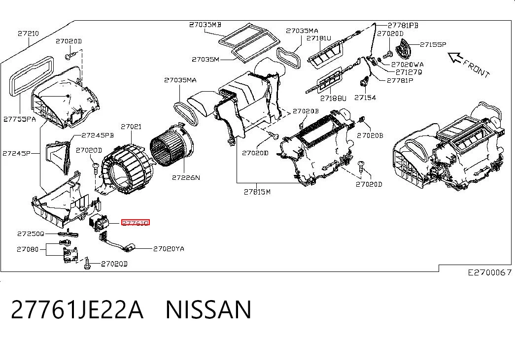 27761JE22A Nissan/Infiniti Resistor (resistência) de ventilador de forno (de aquecedor de salão)