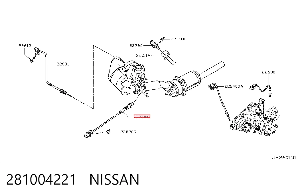 281004221 Nissan/Infiniti Sonda lambda, sensor de oxigênio até o catalisador