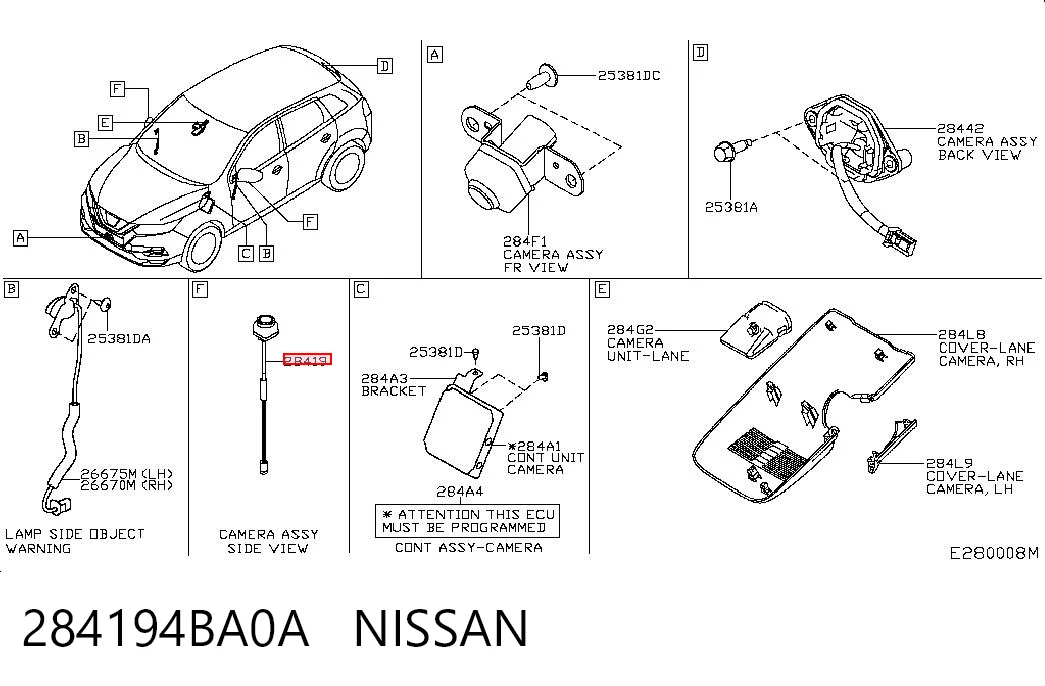 284194BA0A Nissan/Infiniti Câmara do sistema para asseguramento de visibilidade