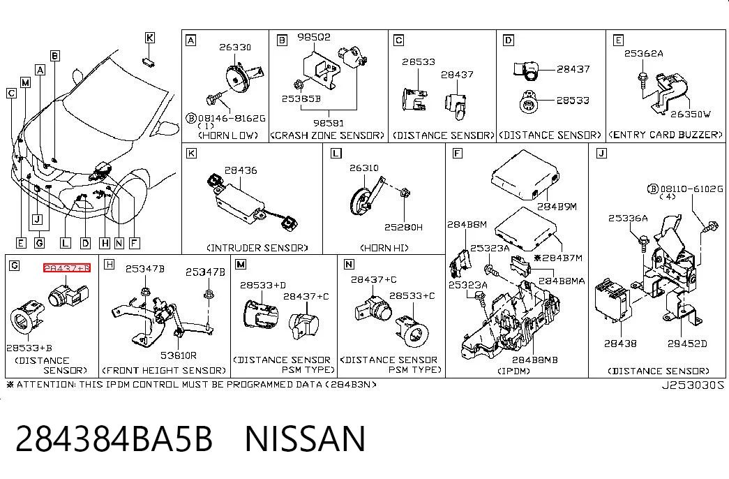 284384BA5B Nissan/Infiniti Sensor de radar de distância