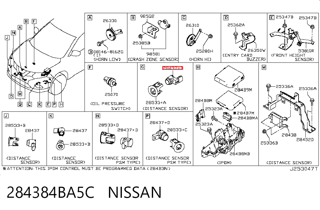 284384BA5C Nissan/Infiniti Sensor de radar de distância