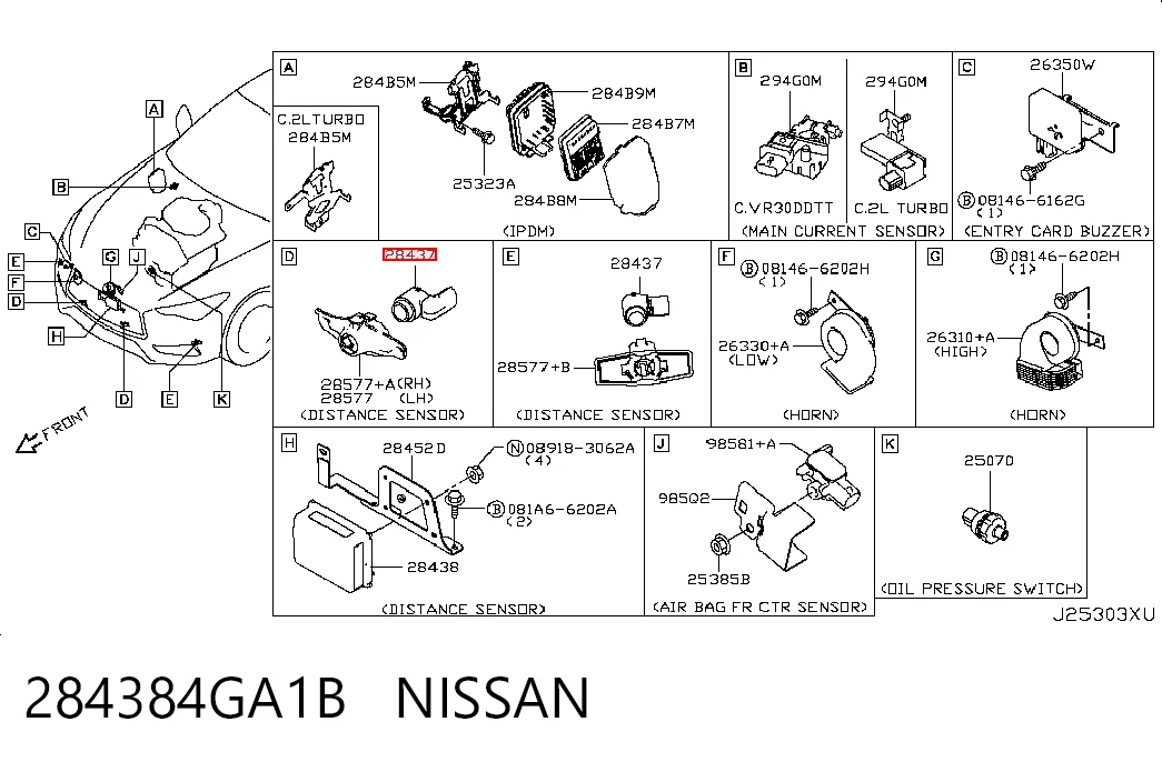 284384GA1B Nissan/Infiniti Sensor de radar de distância
