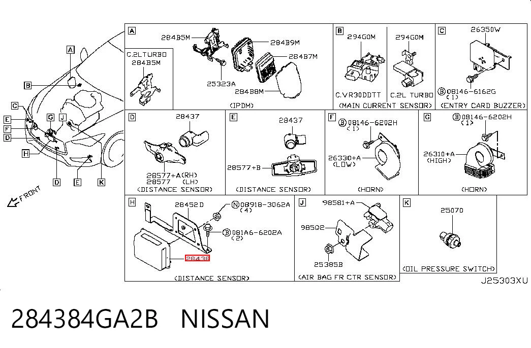284384GA2B Nissan/Infiniti Sensor de radar de distância