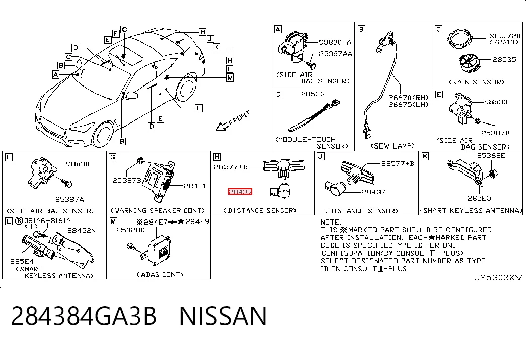 284384GA3B Nissan/Infiniti Sensor de radar de distância