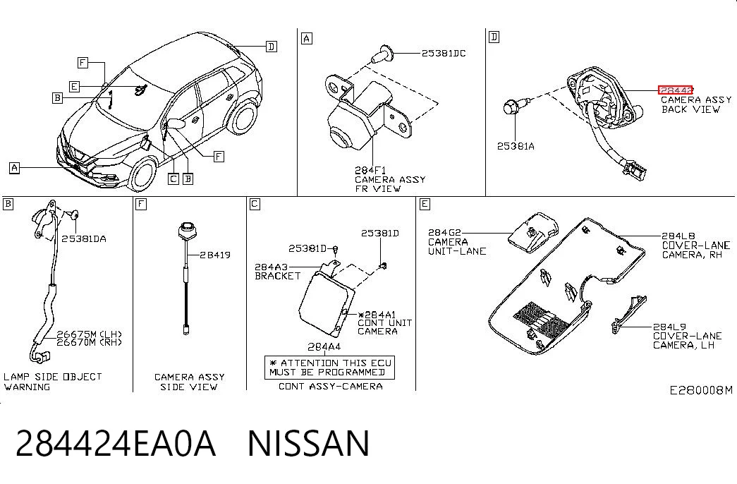 284424EA0A Nissan/Infiniti Câmara do sistema para asseguramento de visibilidade