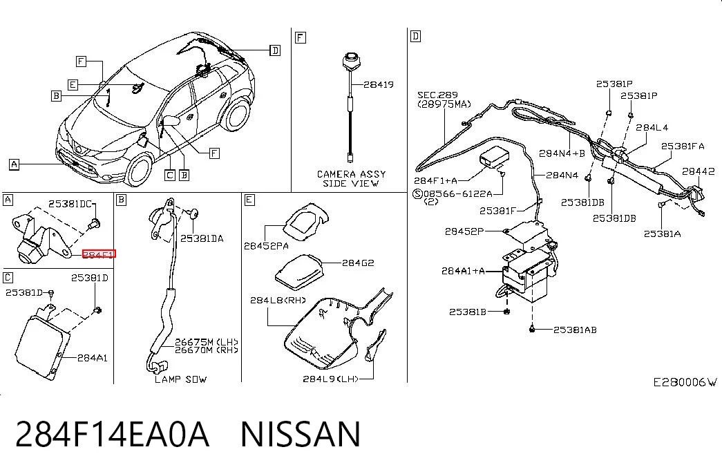 284F14EA0A Nissan/Infiniti Câmara do sistema para asseguramento de visibilidade