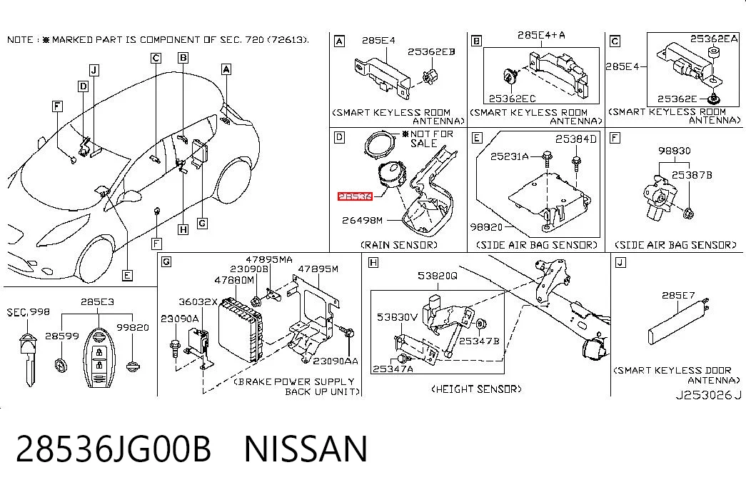28536JG00B Nissan/Infiniti Sensor de chuva