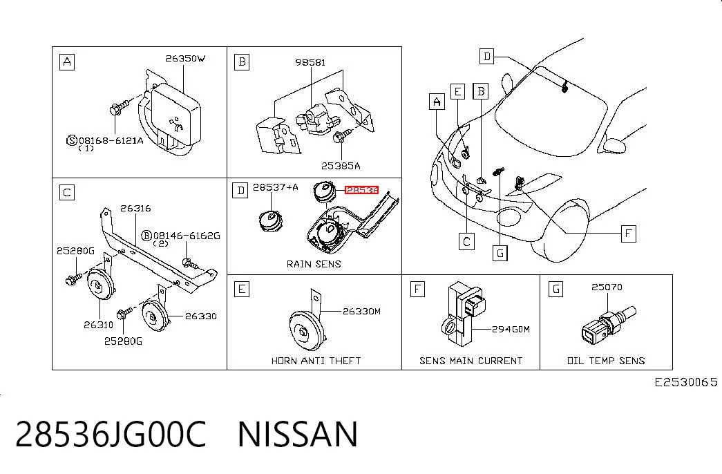  Sensor de chuva Nissan X-Trail SUV (T31) (2007 - 2014) 