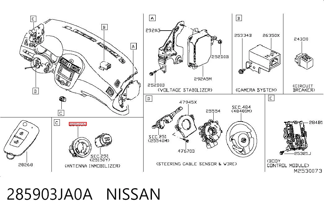 285903JA0A Nissan/Infiniti Antena (anel) de imobilizador