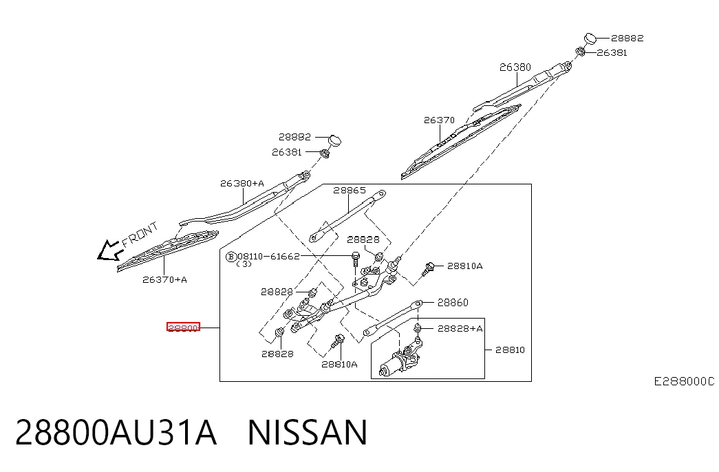  Trapézio de limpador pára-brisas Nissan Primera sedan (P12) (2002 - 2008) 
