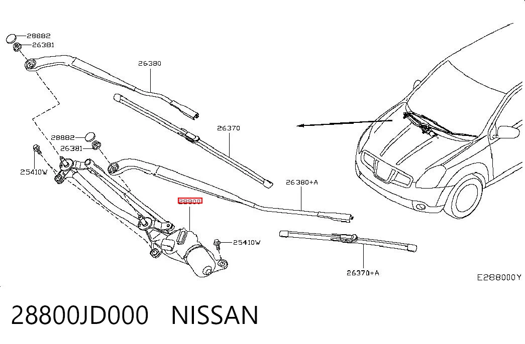28800JD000 Nissan/Infiniti Trapézio de limpador pára-brisas