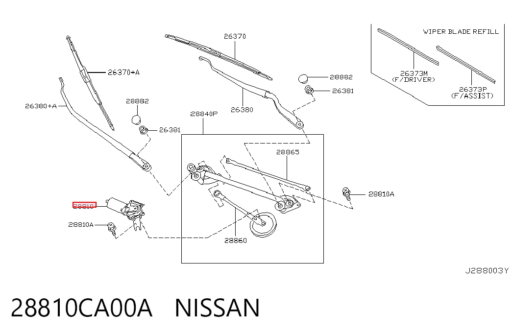 Motor de limpador pára-brisas do pára-brisas para Nissan Murano  Z50