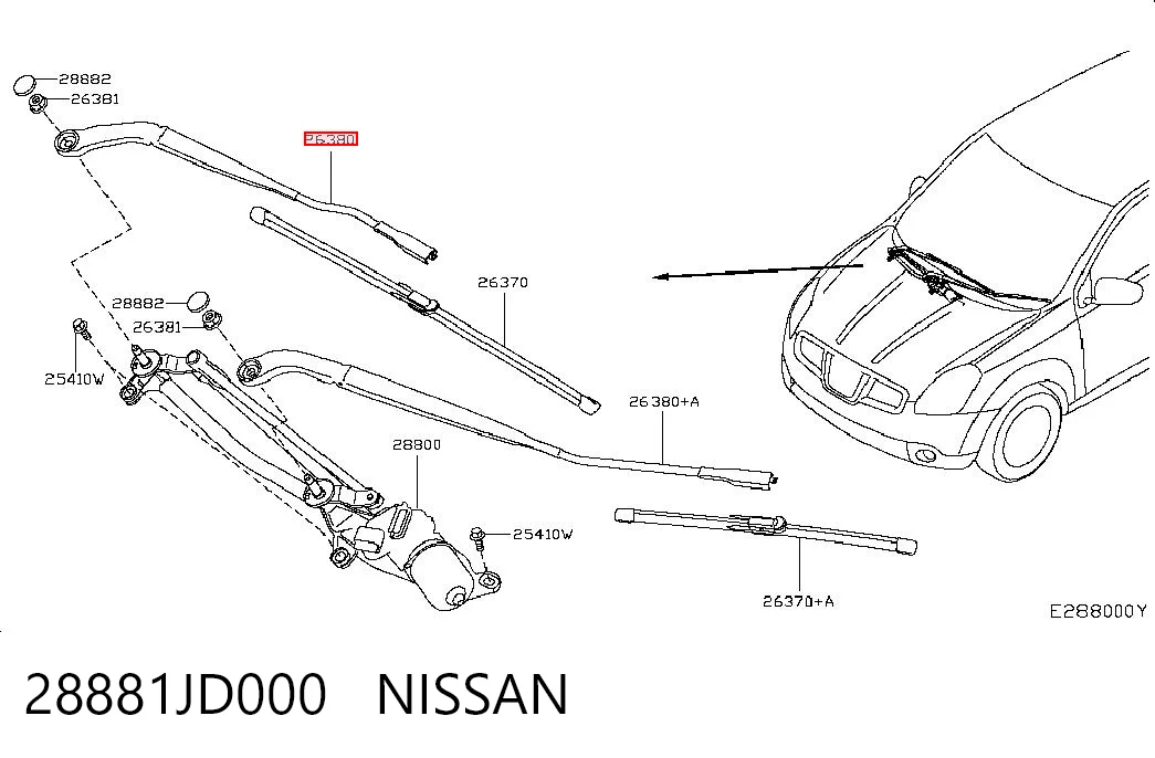 Braço de limpa-pára-brisas do pára-brisas Nissan Qashqai  J10 ao melhor preço