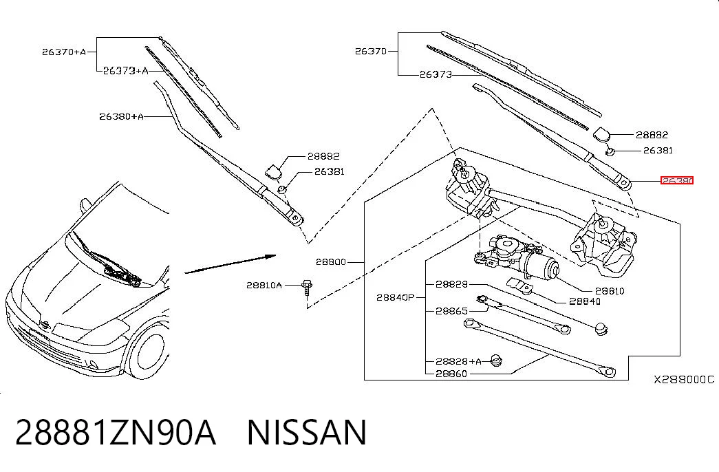 Braço de limpa-pára-brisas do pára-brisas Nissan Tiida  C11X ao melhor preço
