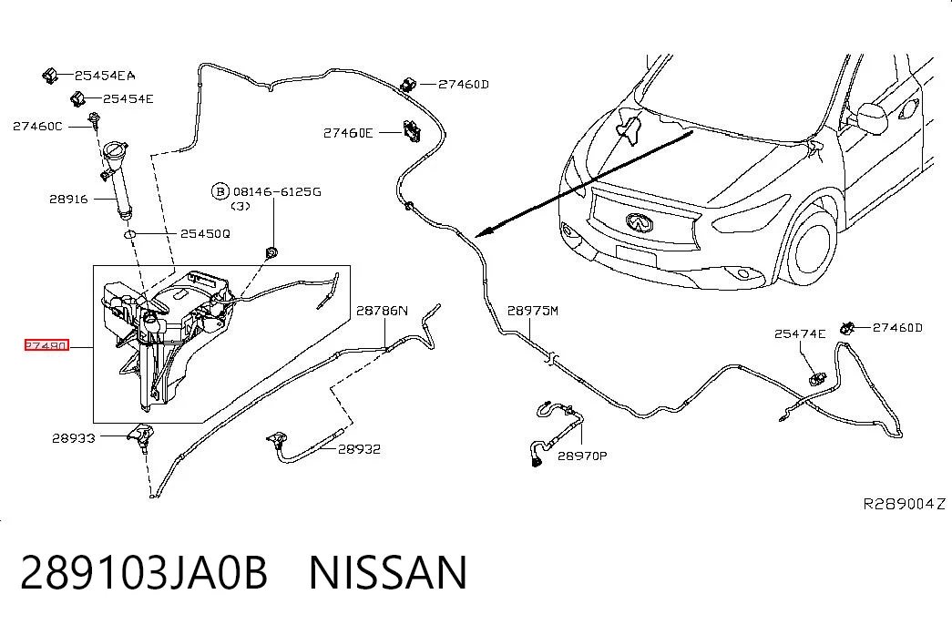 289103JA0B Nissan/Infiniti Tanque de fluido para lavador de vidro
