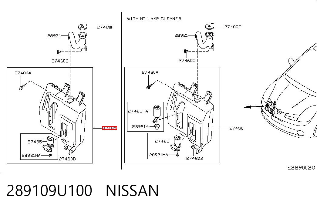 Tanque de fluido para lavador de vidro Nissan Note E11 ao melhor preço