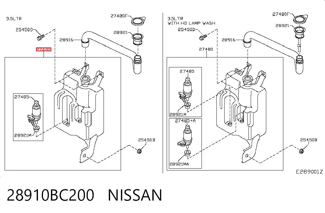 Tanque de fluido para lavador de vidro para Nissan Micra  K12