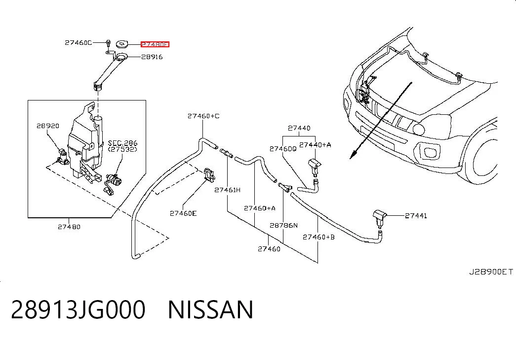Tampa de tanque de fluido para lavador Nissan X-Trail  T31 ao melhor preço