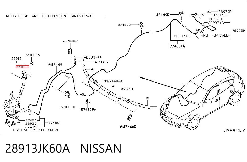 28913JK60A Nissan/Infiniti Tampa de tanque de fluido para lavador
