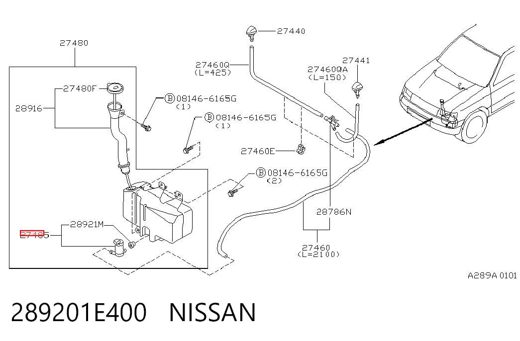 289201E400 Nissan/Infiniti Bomba de motor de fluido para lavador de vidro dianteiro