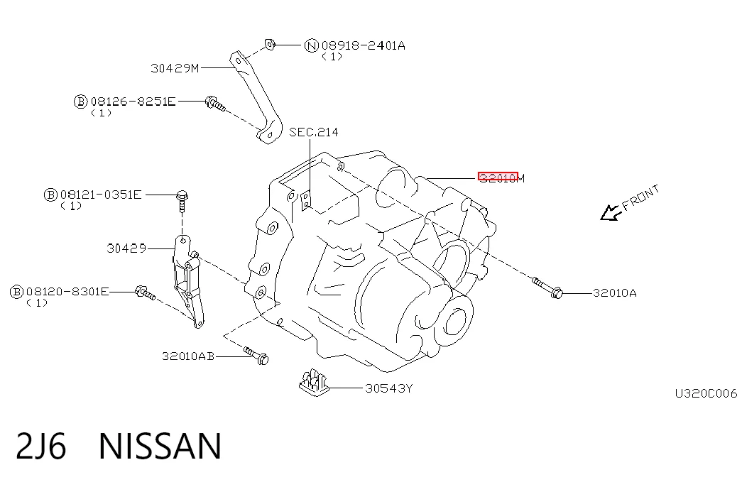 2J6 Nissan/Infiniti Caixa de Mudança montada (caixa mecânica de velocidades)