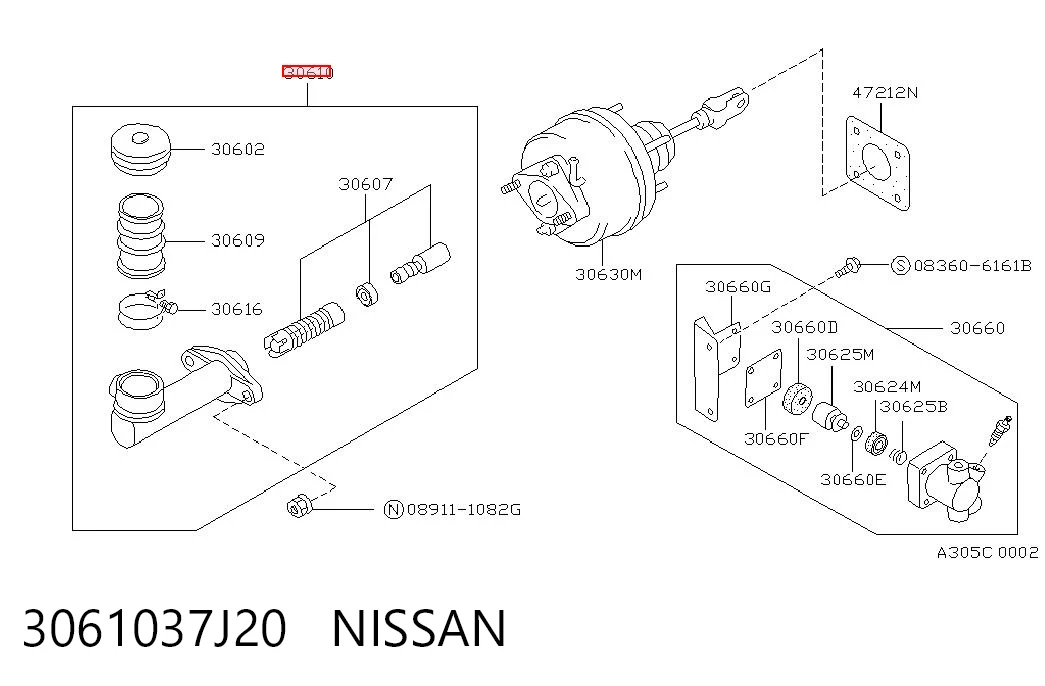  Cilindro mestre de embraiagem Nissan Patrol SUV (Y60) (1987 - 1997) 