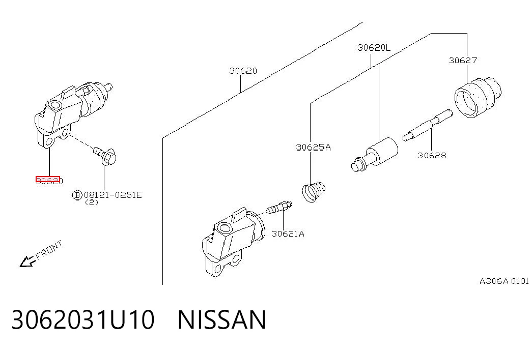 3062031U10 Nissan/Infiniti Cilindro de trabalho de embraiagem