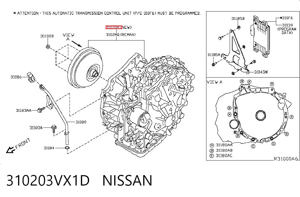 310203VX1D Nissan/Infiniti Caixa Automática de Mudança montada