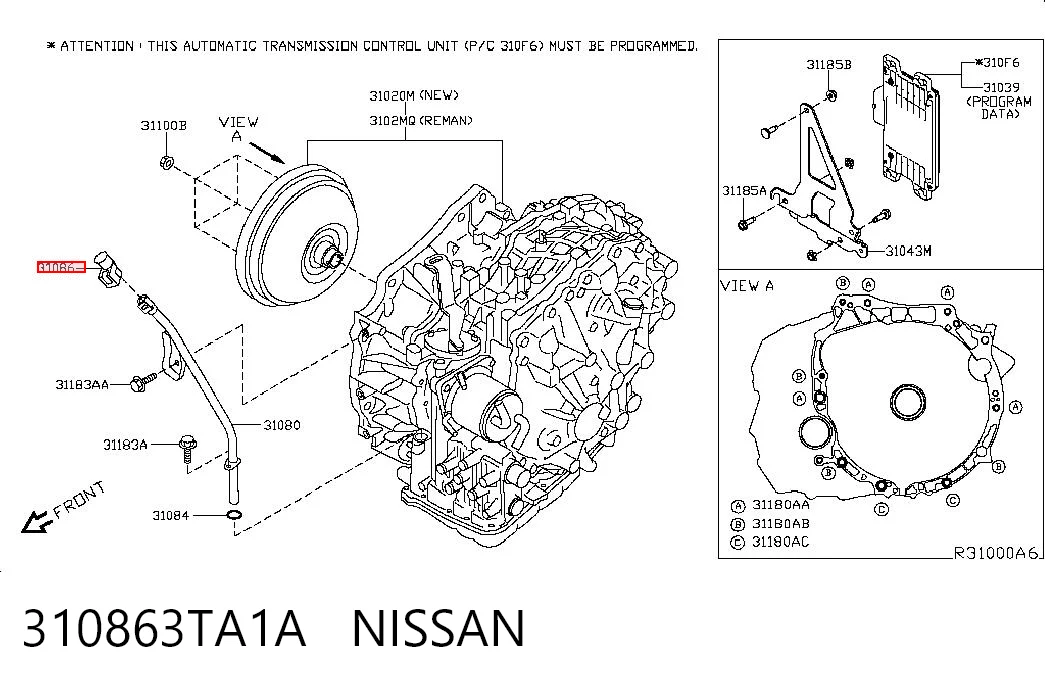 310863TA1A Nissan/Infiniti Sonda (indicador) do nível de óleo na Caixa Automática de Mudança