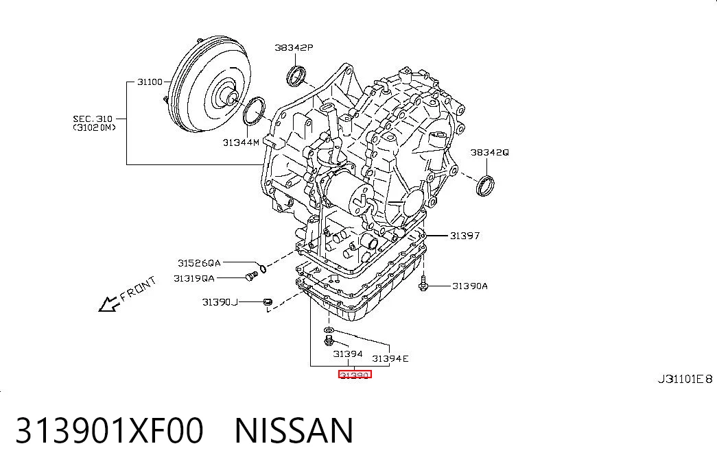 313901XF00 Nissan/Infiniti Cárter da Caixa Automática de Mudança