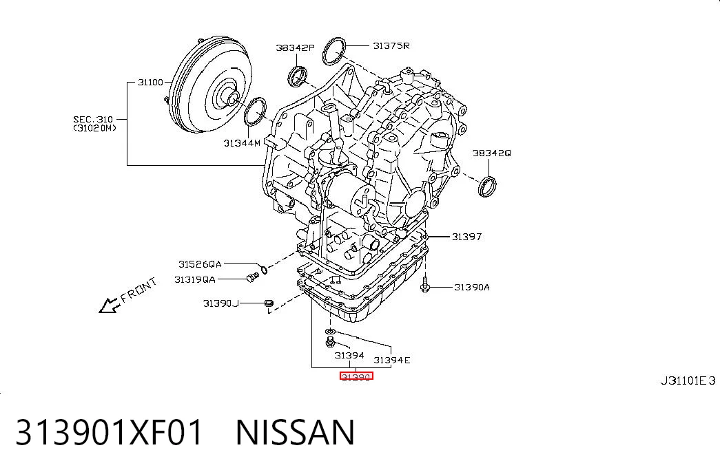 313901XF01 Nissan/Infiniti Cárter da Caixa Automática de Mudança