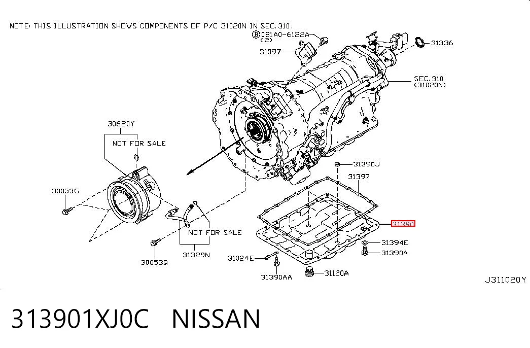 313901XJ0C Nissan/Infiniti Cárter da Caixa Automática de Mudança