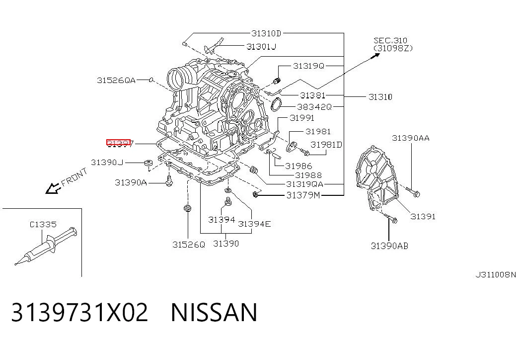 3139731X02 Nissan/Infiniti Vedante de panela da Caixa Automática de Mudança/Caixa Mecânica de Mudança