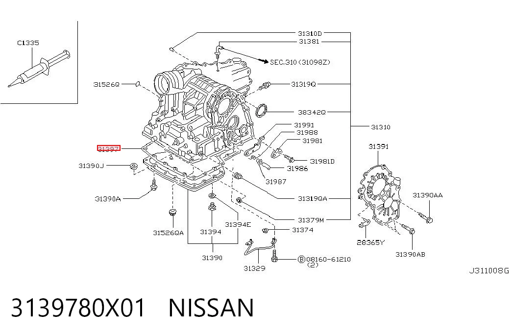 3139780X01 Nissan/Infiniti Vedante de panela da Caixa Automática de Mudança/Caixa Mecânica de Mudança