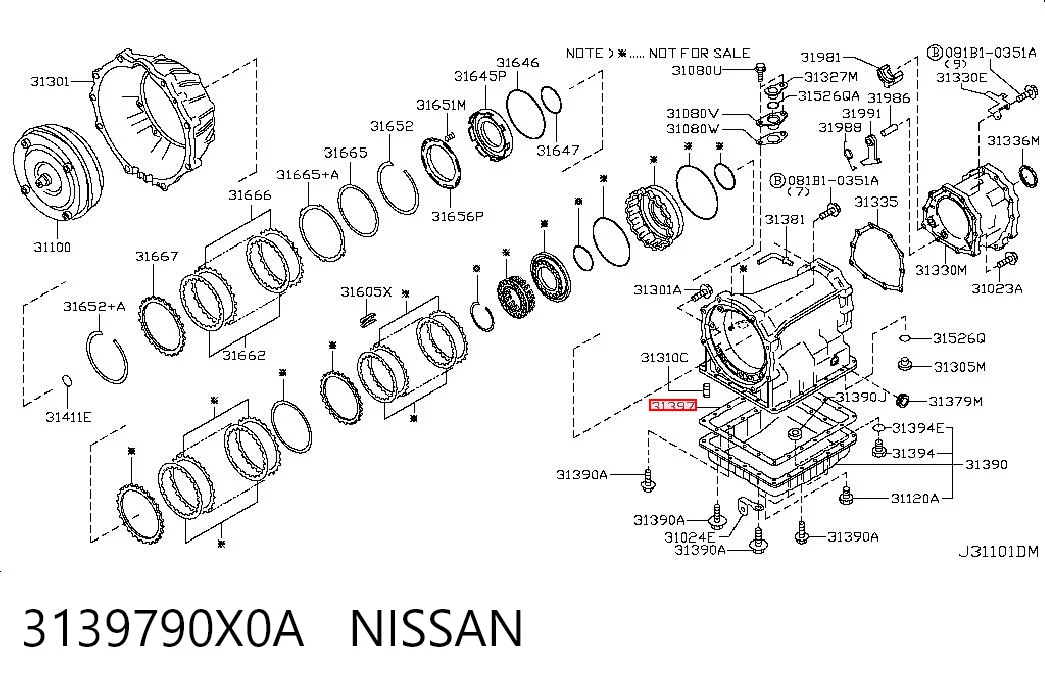 3139790X0A Nissan/Infiniti Vedante de panela da Caixa Automática de Mudança/Caixa Mecânica de Mudança
