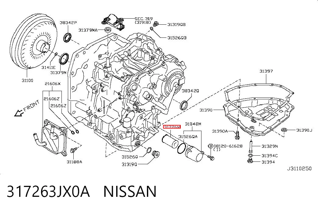 317263JX0A Nissan/Infiniti Filtro da Caixa Automática de Mudança