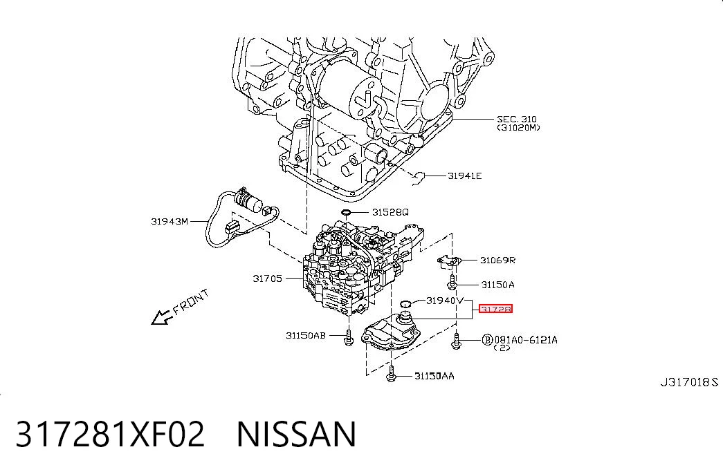 317281XF02 Nissan/Infiniti Filtro da Caixa Automática de Mudança