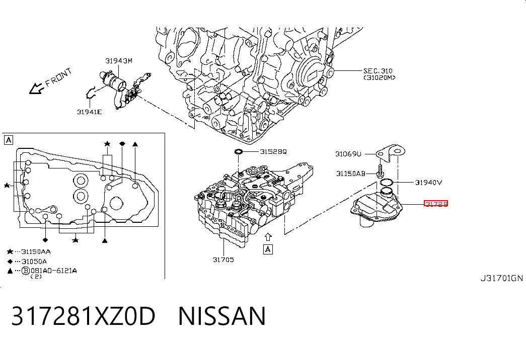 317281XZ0D Nissan/Infiniti Filtro da Caixa Automática de Mudança