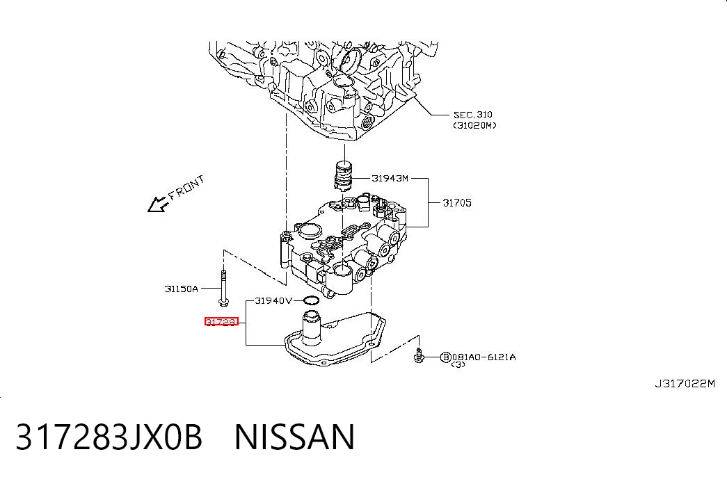 317283JX0B Nissan/Infiniti Filtro da Caixa Automática de Mudança