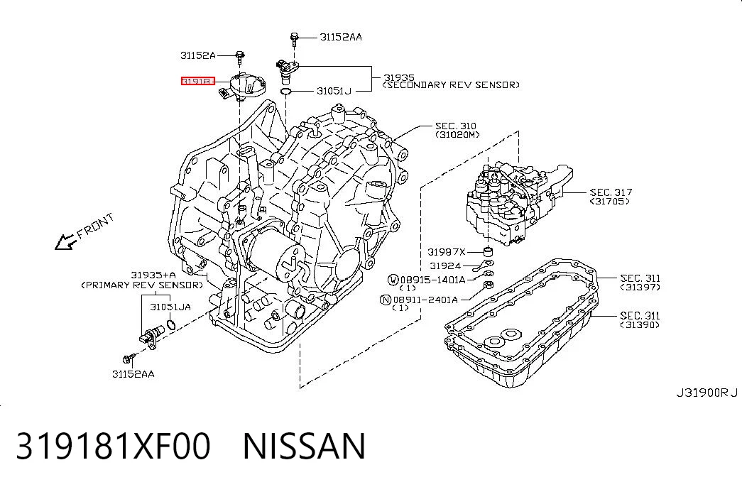 319181XF00 Nissan/Infiniti Sensor de velocidade neutral