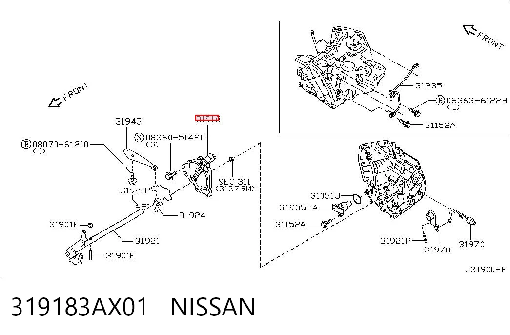 319183AX01 Nissan/Infiniti Sensor dos modos de trabalho da Caixa Automática de Mudança