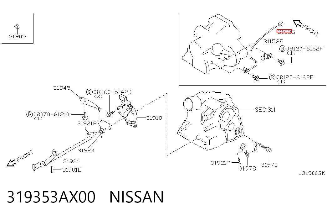 319353AX00 Nissan/Infiniti Sensor de velocidade