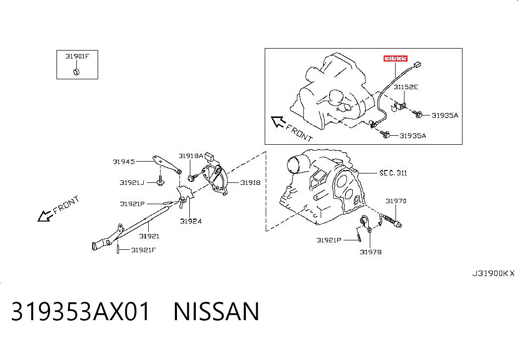 319353AX01 Nissan/Infiniti Sensor de velocidade